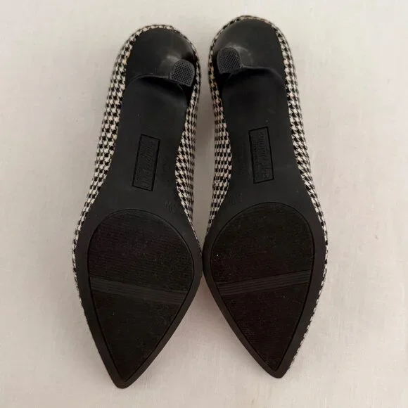 Comfort Plus Heels Size 8W Black White Houndstooth Pointed Toe Pumps - Picture 4 of 10